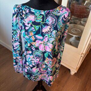 Lilly Pulitzer NWOT Aleah High Tide Navy She's Got Sol Long Sleeve Top Med